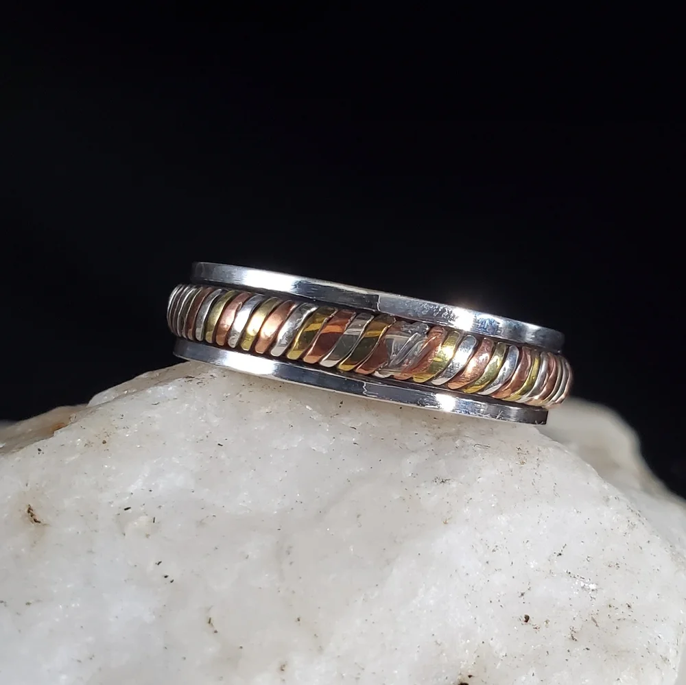 Unique Men's Jewelry Solid Sterling 925 Silver 14K Gold Ring Gift For Man